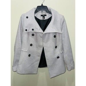 H&M Women's  GREY Pea Coat Wool Jacket